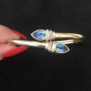 Genuine 14k gold blue topaz bracelet
